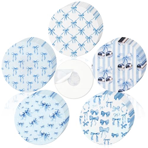 Geiserailie 30 Pcs Dexcom G7 Adhesive Patches, Blue Bow, Pre-Cut Waterproof Skin-Friendly