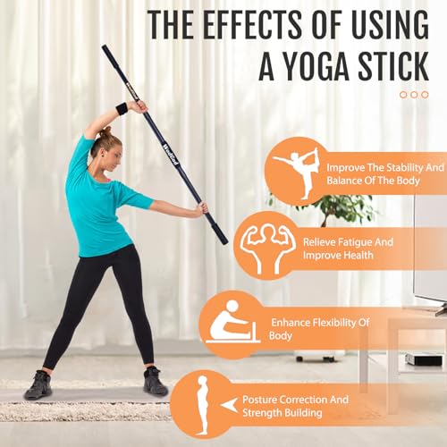 Adjustable Wooden Yoga Stick - 5 Ft Exercise Mobility Pole