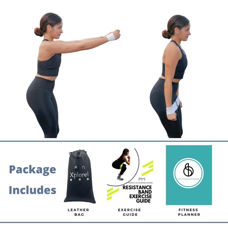 Xplorel Resistance Bands w/Carrying Bag, Workout Book & Fitness Planner for Working Out-Heavy Duty Strength Training Bands Set w/ 5 Resistance Levels-Stretch Bands for Physical Therapy (Gray)