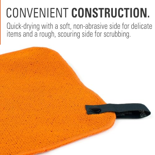 Large Reusable Camp Dish Cloth - Two-Sided Microfiber, Orange