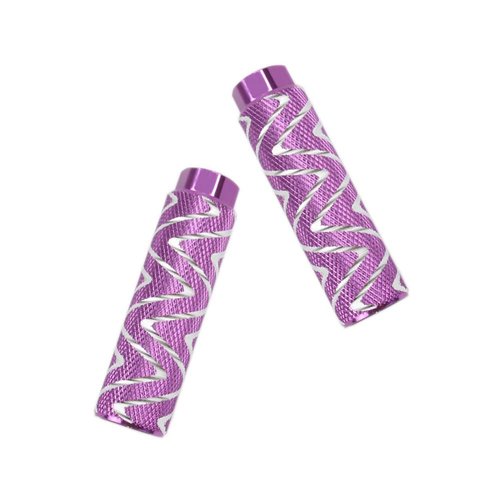 KOOBOOK 2Pcs Aluminum Alloy Bike Pedals Axle Foot Rest Pegs Bike Pegs BMX Pedals Rear Stunt Pegs Diameter 28mm Fit 3/8 inch Axles Purple
