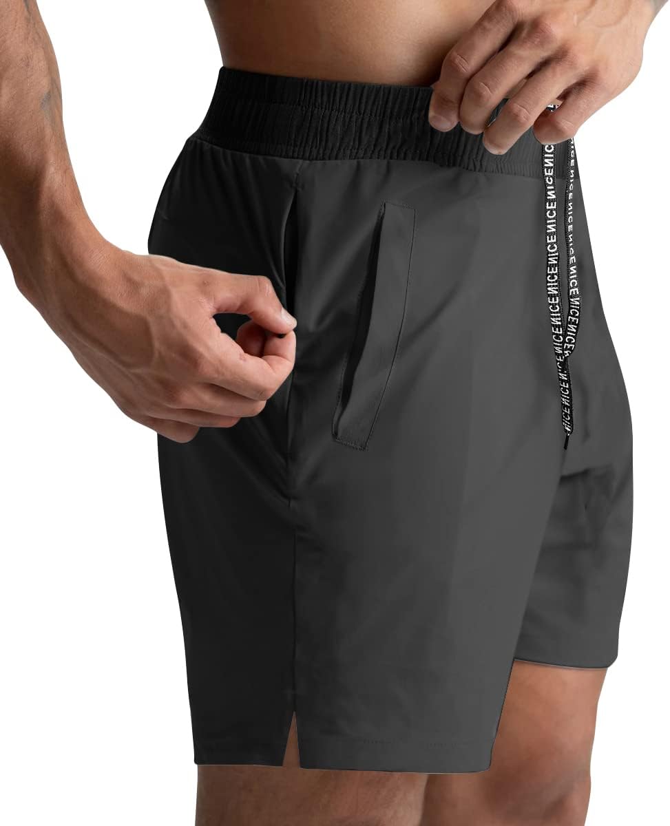 Skiennix Men's Athletic Shorts - 5-Inch Quick-Dry Lightweight Gym & Running Shorts with Pockets | 2-Pack