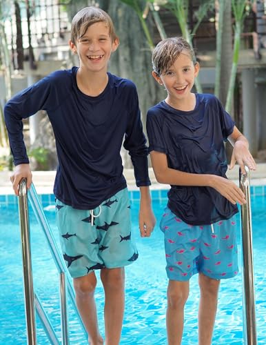 Boys Swim Trunks Quick Dry Bathing Suit - Shark Green, 8-9 Years