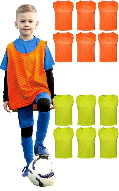 Breathable Youth Soccer Pinnies - Mesh Scrimmage Vests