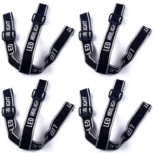 4-Pack Adjustable Headlamp Straps - Elastic Replacement Bands