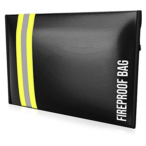 Fireproof & Water-Resistant Document Bag ? 15.5 x 11 x 3-inch Pouch for Legal Documents & Valuables - Double-Layered Zippered Protection ? Firefighter Designed (Black)