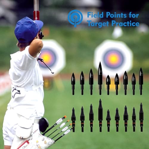 100 Grain Archery Arrow Tips - 12 Pack Field Points, 5/16" Diameter