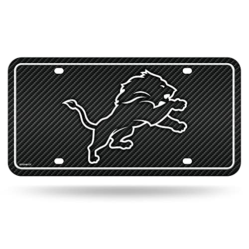 Detroit Lions Carbon Fiber Auto Tag - 8.5" x 11" Durable License Plate