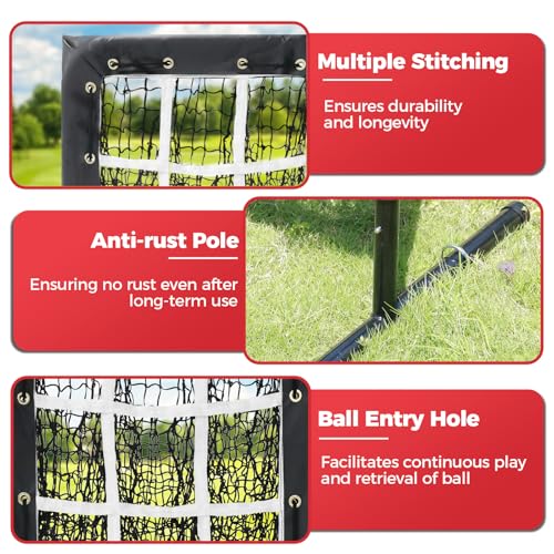 Bearwill 9-Hole Pitching Net with 18x22 Strike Zone — 39/42/45in Adjustable, Easy Setup
