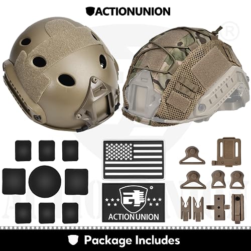 Tactical Airsoft Helmet - PJ Type, Lightweight ABS, Tan, Medium