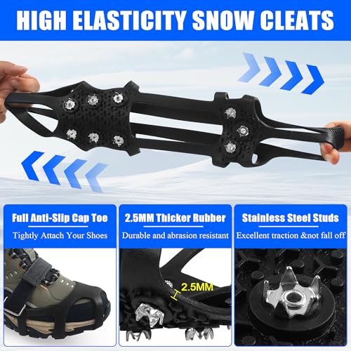 Ice Cleats with 9 Studs for Snow & Ice - X-Large (Women 11.5-14, Men 10.5-13)