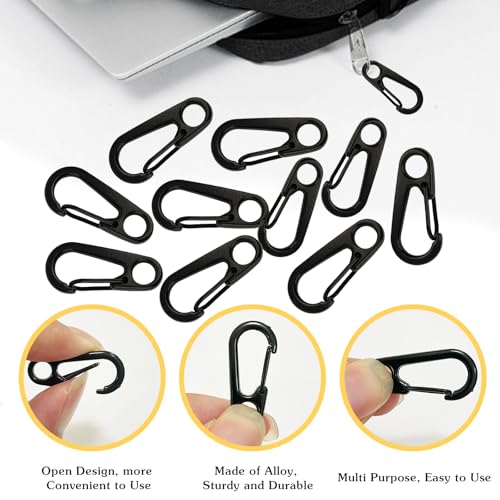 18-Piece Mini Carabiner Clips - 1.2-Inch Zinc Alloy Spring Snap Hooks