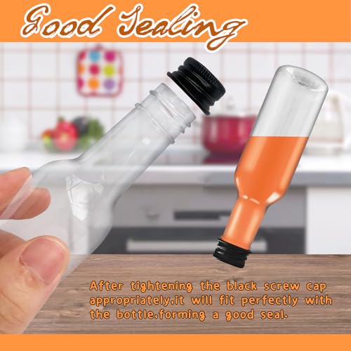 Woozettn 30 Pack 1.7oz Mini Plastic Liquor Bottles with Black Caps & Funnels