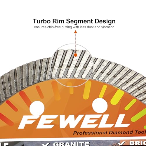 FEWELL 4Inch Diamond Ceramic Saw Blade for Angle Grinder,Spuer Thin Turbo Blade Cutting disc for Porcelain,Ceramic Tile Granite Brick and Concrete 105x10x22.23 mm (3-Packs)