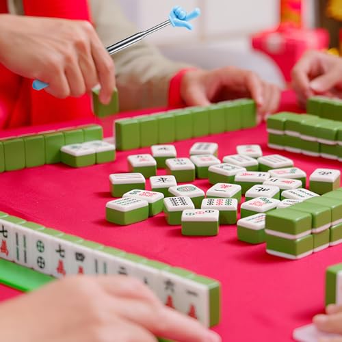 Mahjong Tile Grabbers - 4 Pcs Scalable Sticks for Game Enthusiasts - Blue, Green, Pink, Yellow