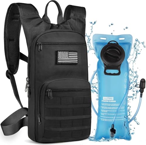 NOOLA Black Hydration Backpack with 3L TPU Water Bladder, Tactical Outdoor