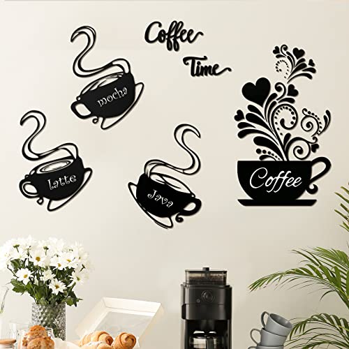 Chinco 5-Pack Coffee Cup Wall Stickers Kitchen Decor Black Mugs Art