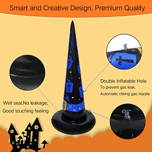 Inflatable Witch Hat Ring Toss Game 5-Pack with Pump - Halloween Party Toss Games for Kids & Adults