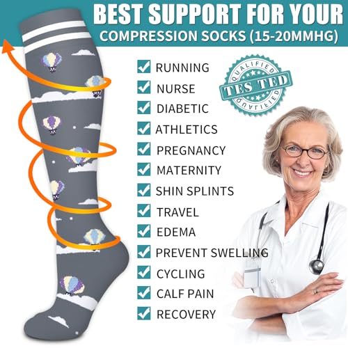 Laite Hebe Compression Socks for Men & Women - Small-Medium, 6 Pairs, Athletic Support