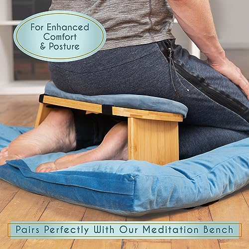 Meditation Cushion - Velvet Floor Pillow with Buckwheat Fill - Grey