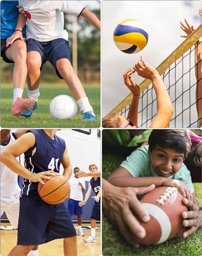 QWORK Ball Air Pump with Gauge - multi-sport hand pump for basketball, volleyball, soccer, bicycle tires