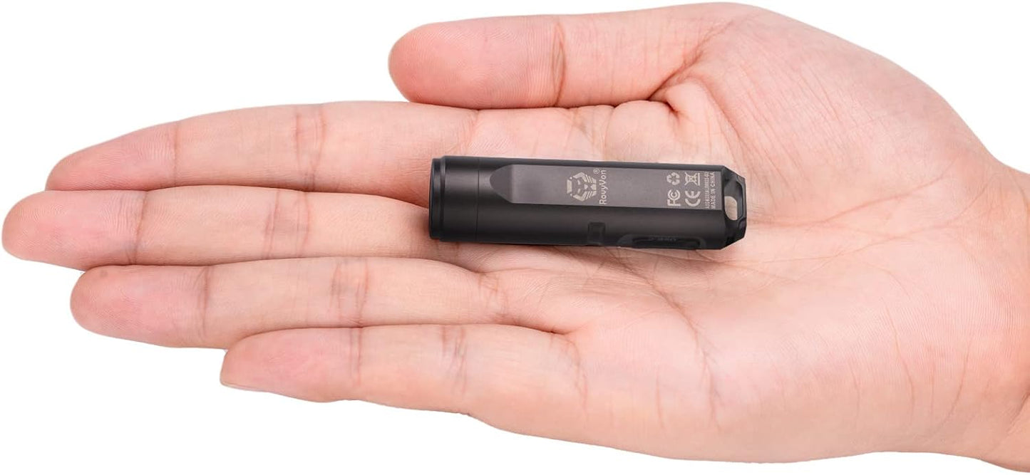 RovyVon A3 Gen 4 Mini Keychain Flashlight - Super Bright 650 Lumens, USB-C Rechargeable, Water-Resistant, Compact for Everyday Carry (Gun Grey)