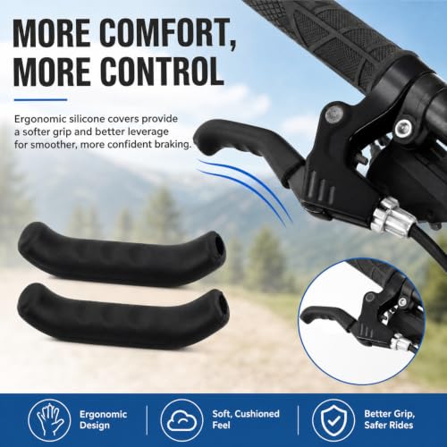 Silicone Bike Brake Lever Cover - Anti-Slip Shockproof Grips - Black
