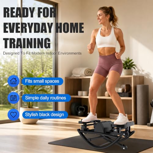 Side-to-Side Rocking Stepper with Resistance Bands - Black