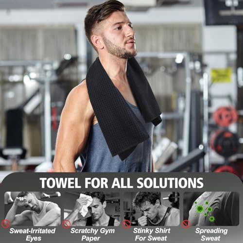 Vnoss Black 6-Pack Microfiber Gym Towels 16x27 in – Quick-Dry, Ultra-Absorbent Yoga & Workout Towels