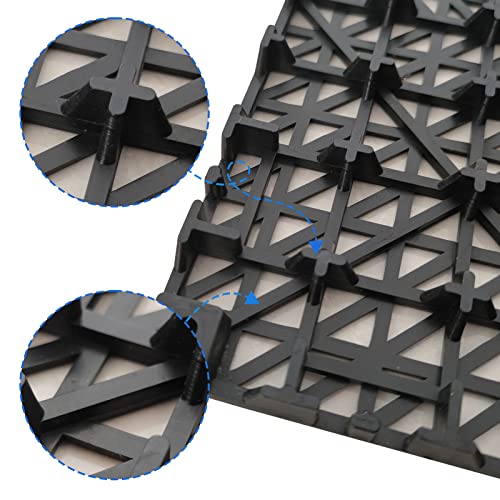 12 Pack Modular Interlocking Cushion 11.6" x 11.6" Rubber Mat Floor Tile Mats Drain Pool Patio Balcony Yard Pet Area Washer Pad(Black)