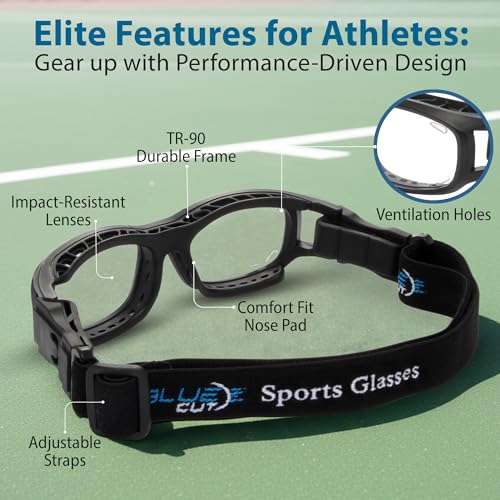 Youth Sports Goggles for Basketball, Soccer & Pickleball - Black