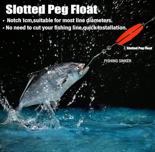 Fishing Floats Slotted - Peg Floats for Catfish - 1.5in, 9pcs