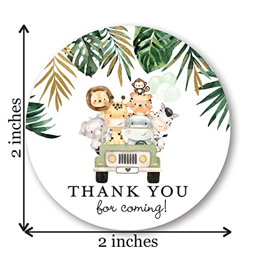 2" Round Safari Animals Thank You Party Favor Stickers – Set of 40
