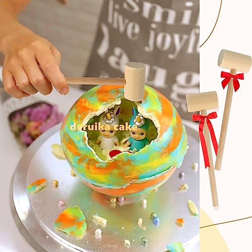 6Pack Small Wooden Hammers Halloween Decor for Chocolate Breakable Heart, Wooden Mallets for Chocolate Smashes for Chocolate Heart