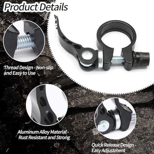Aluminum Alloy Bicycle Seat Post Clamp - 28.6mm Quick Release, Black