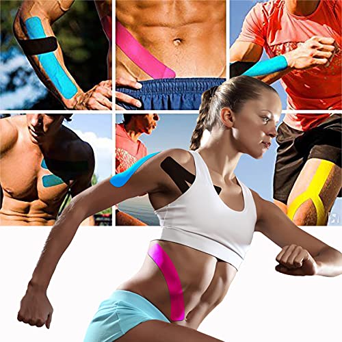 Precut Kinesiology Athletic Tape - Waterproof Sports Support - Black, 20 Strips