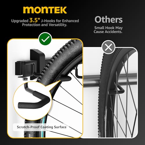 MonTEK Enhanced Bike Storage Rack – Adjustable 3 Bike Racks & 2 Helmet Hooks (3 Bike Racks & 2 Helmet Hooks)