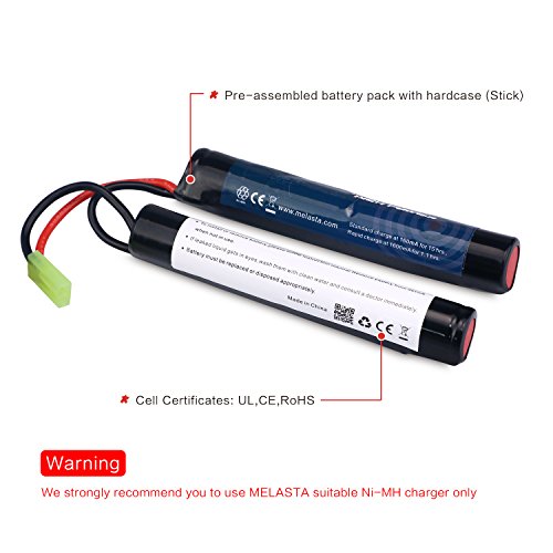 9.6V 1600mAh Nunchuck NiMH Battery Pack - 2-Pack for Airsoft Guns