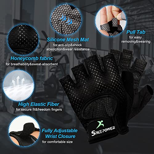 Workout Gloves - Lightweight Breathable Gym Gloves for Men & Women - Small Size, Black