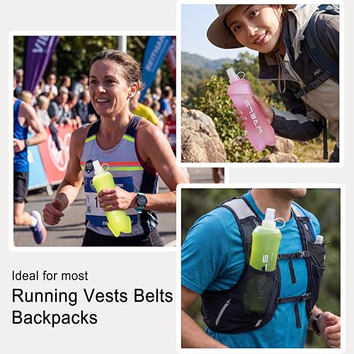 WRELS Pink Collapsible Water Bottle 250ml Soft Flask for Running & Hiking