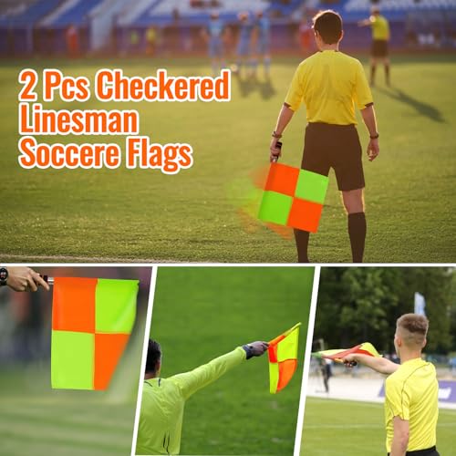 Complete Soccer Referee Kit - Flags, Cards, Whistle & Notebook - Yellow