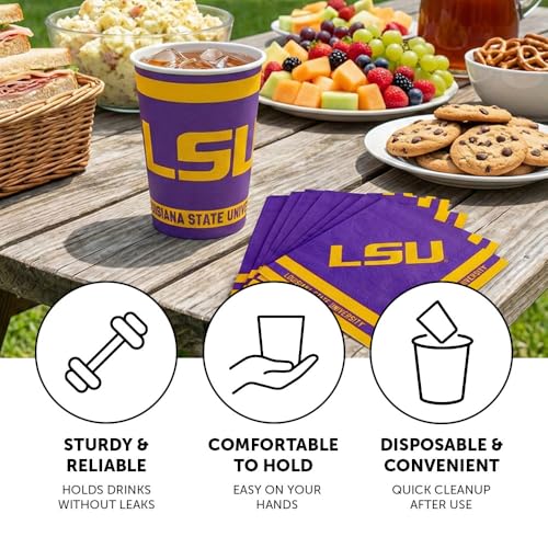 LSU Tigers Paper Cups - 20 Count, 9 Oz Disposable Party Cups