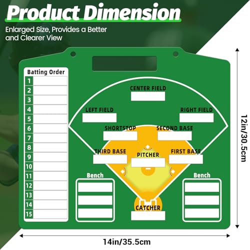 Magnetic Baseball Lineup Board - Dry Erase Coaching Clipboard - Green