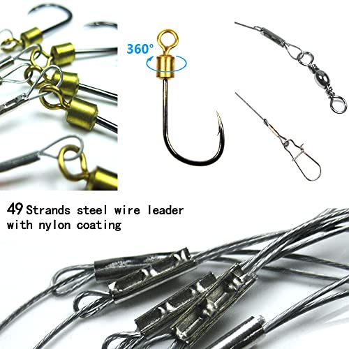 Fishing Rig with 5 Hooks - 7 Strands Nylon Coated Leader
