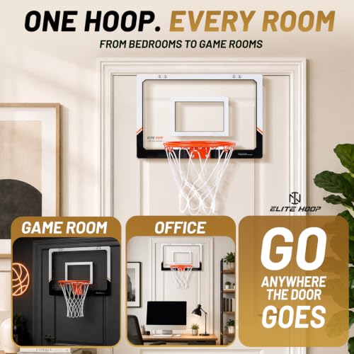 Indoor Mini Basketball Hoop for Door with 2 Balls & Pump, Steel Rim, Kids & Adults