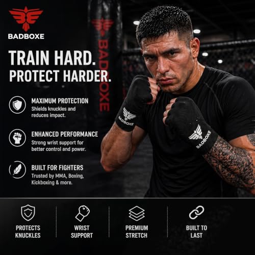 TWISTER FIGHT WEAR 180" Boxing Hand Wraps Black, 3 Pairs - Support & Durability