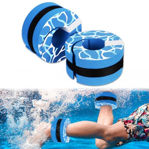 Water Aerobics Cuffs - Adjustable Aquatic Exercise Weights - Blue