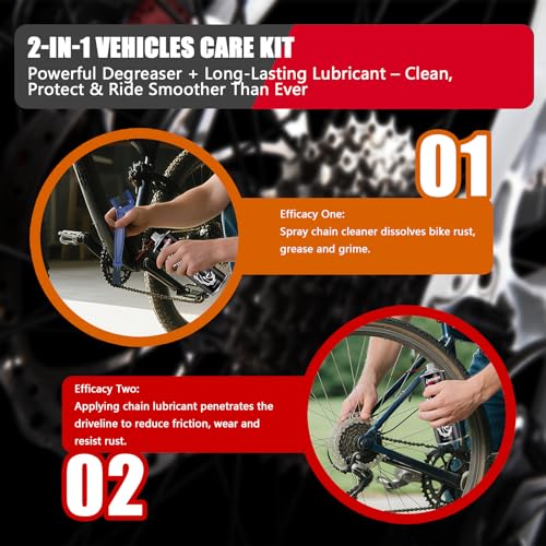 24 Oz Bike Chain Cleaner Kit with Lubricant & Brush - Professional Motorcycle Maintenance