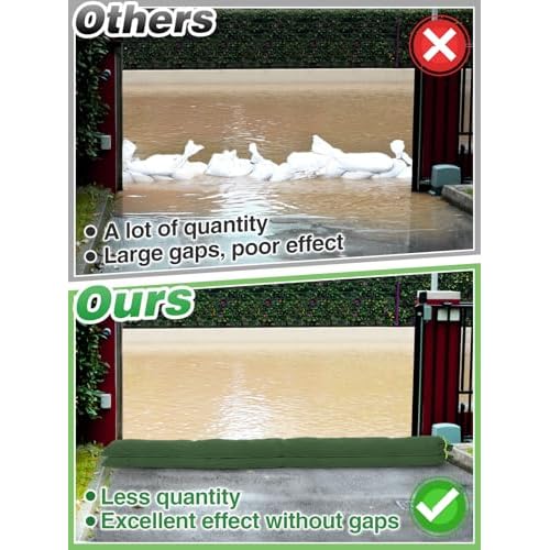 4Pcs 10'¡¿ 6'' Long Sand Bags for Flooding - Thickened Canvas Flood Protection Sandbag Tube with Elastic Band, Reusable Flood Rain Wind Barrier Sand Bag Tube for Door Window Flood Control