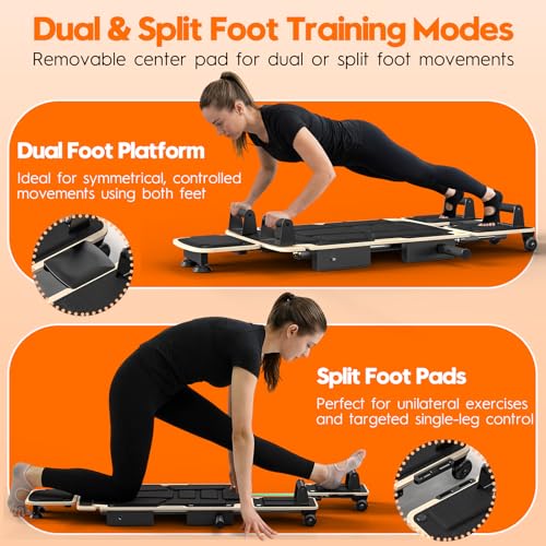 Pilates Reformer Board for Home Workout - 35 Inch with Dual Foot Pads